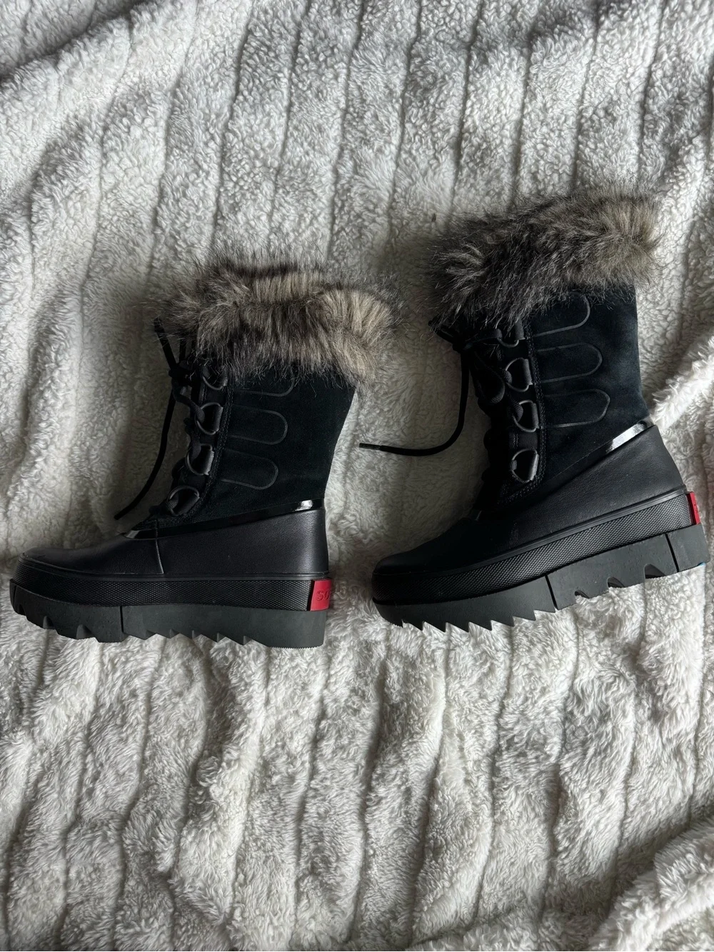 SOREL JOAN OF ARC NEXT BOOTS WATERPROOF black fur size 6 winter snow artic